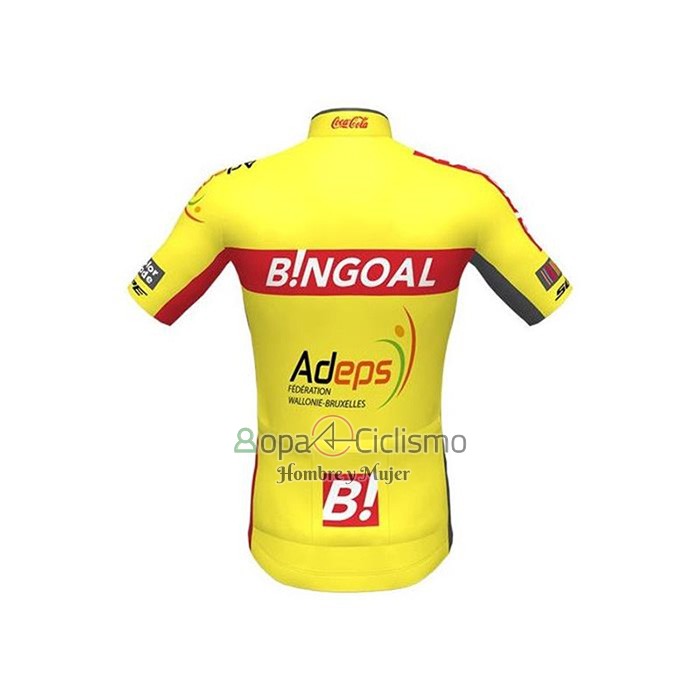 Wallonie Bruxelles Ropa Ciclismo Culotte Corto 2020 Hombre Mangas Cortas AMarillo Rojo